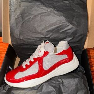 Prada Red and White Women's Sneakers